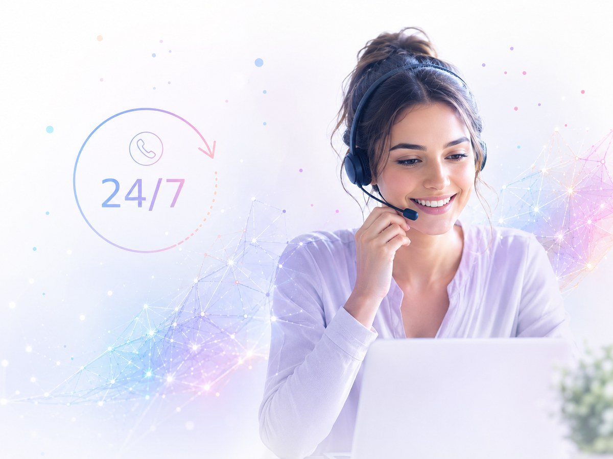 Asistente del equipo con auriculares, disponible las 24 horas