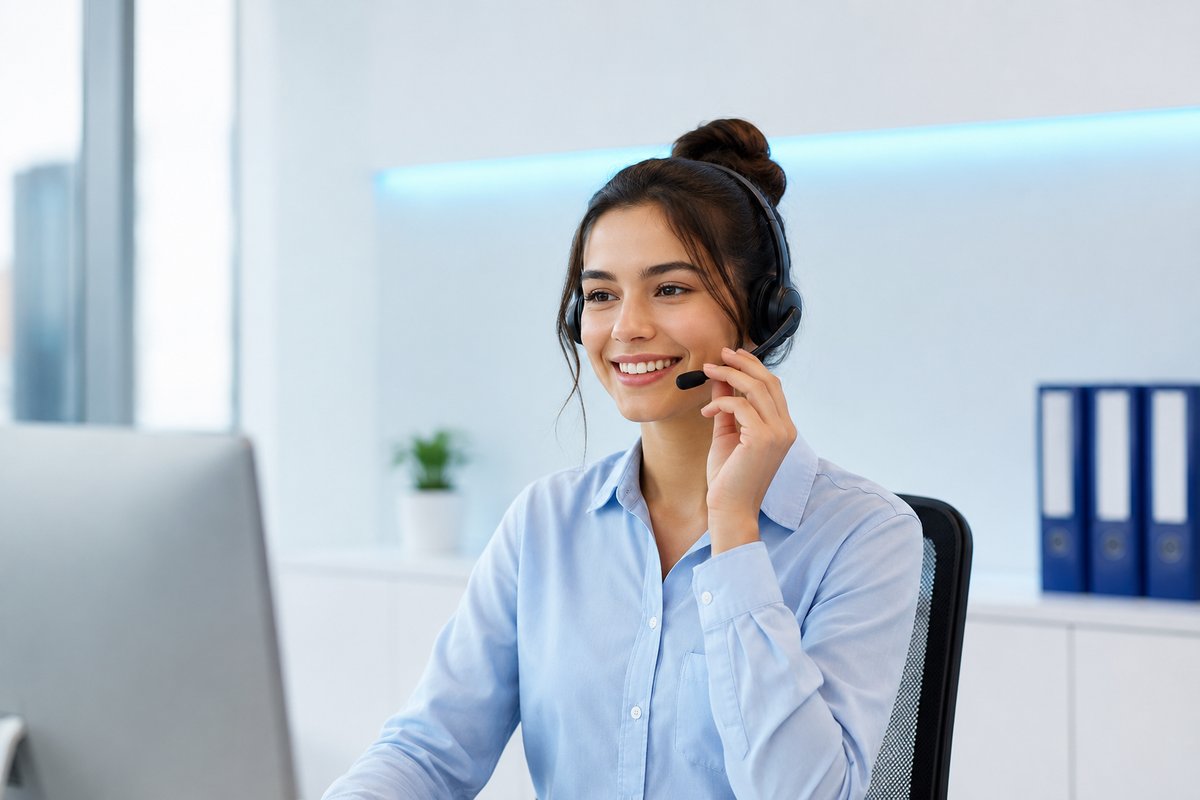 Asistente del equipo con auriculares, disponible las 24 horas
